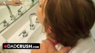 Beautiful Young Redhead Step Daughter Helps Her Horny Step Dad With His Huge Boner
